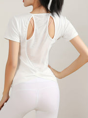 Women's Quick Dry Sports T-Shirt with Hollow Back