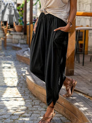 Patched Pockets Solid Pants Casual Pants For Spring & Summer