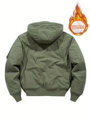 Men's Hooded Soft Shell Jacket Vintage Casual Warm Jacket