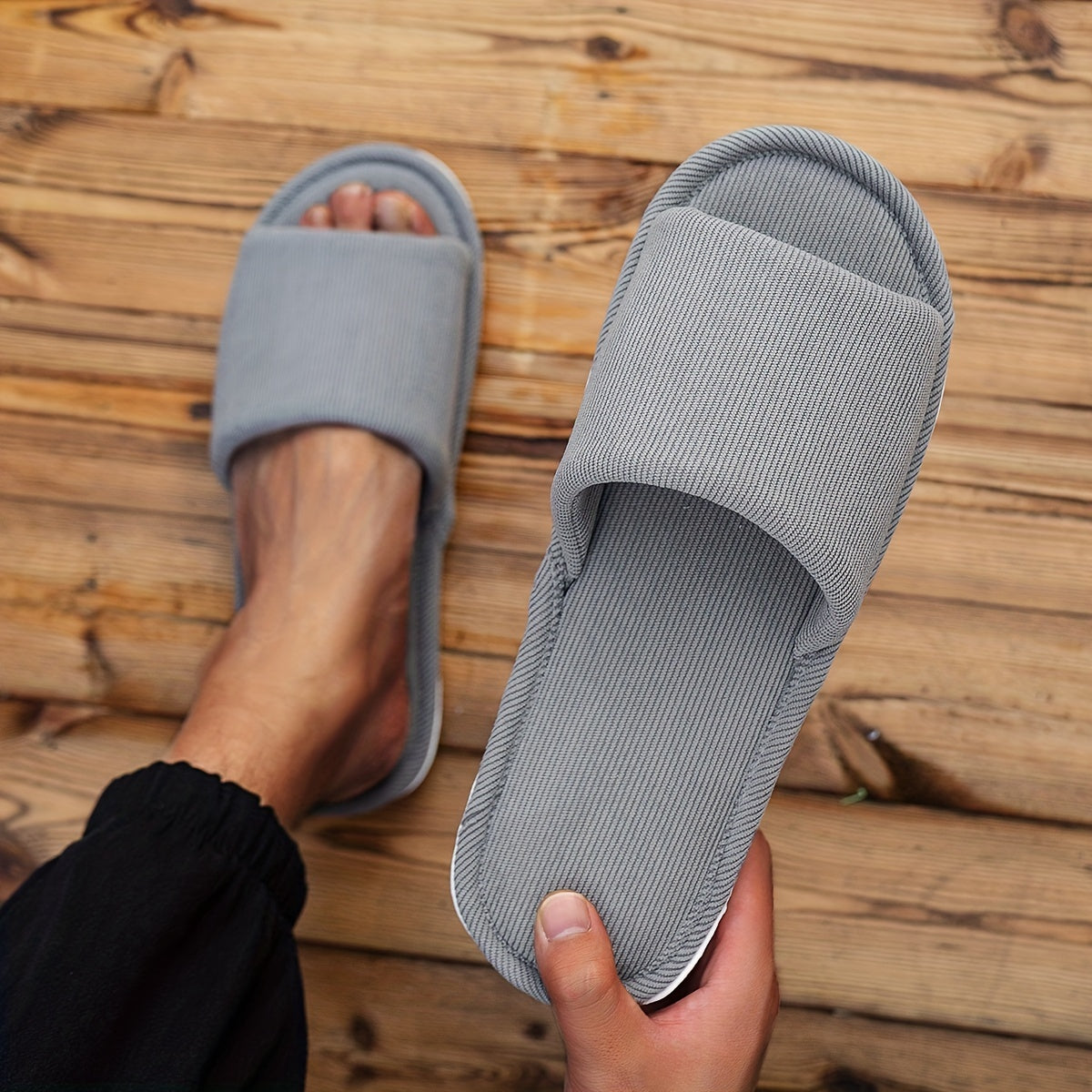 Men's Cozy Slip On Open Toe House Slippers