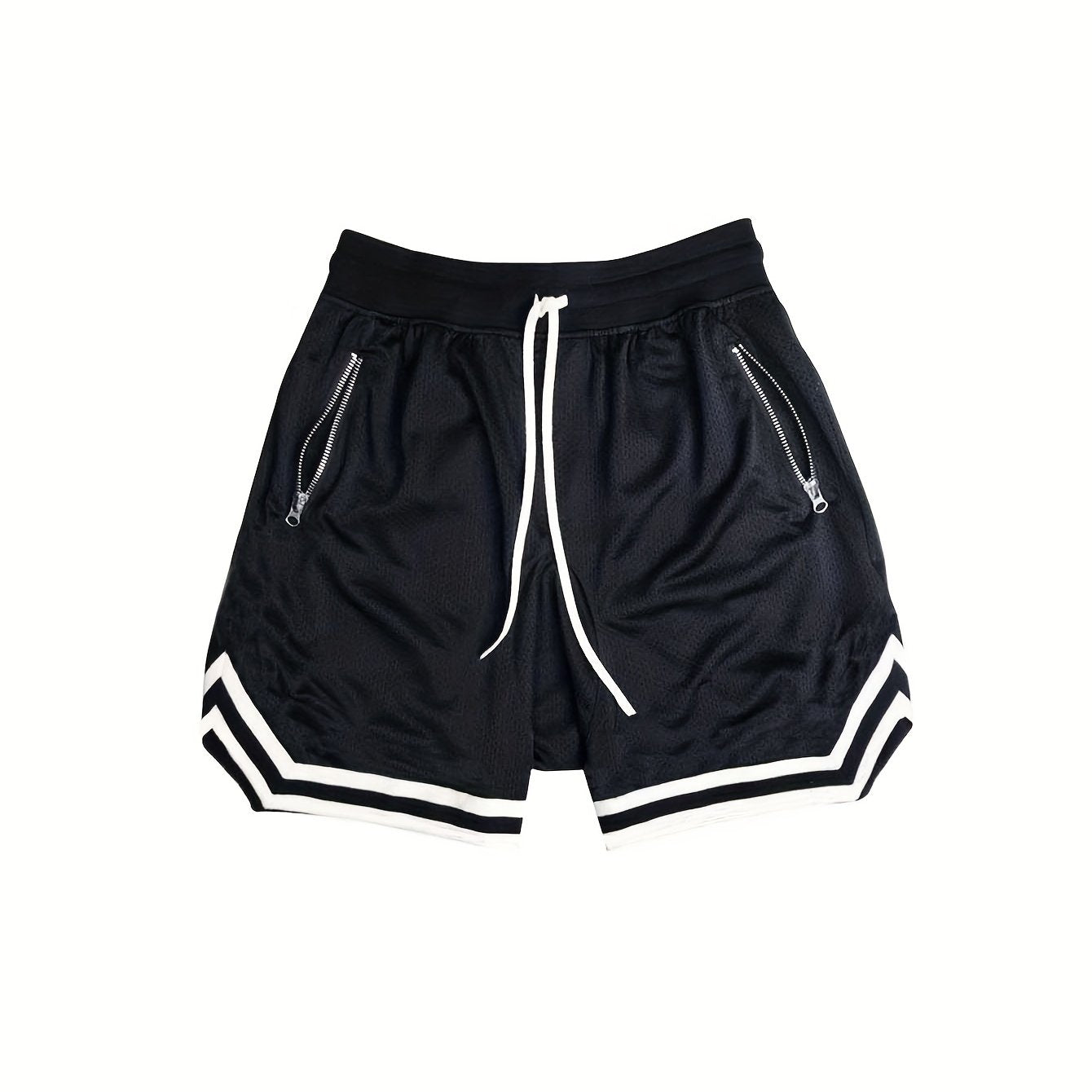 Men's Zip Pocket Drawstring Shorts Activewear Comfy Loose Block Shorts