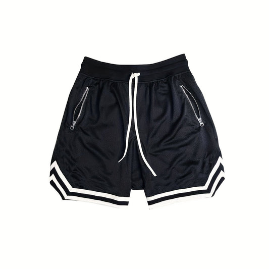 Men's Zip Pocket Drawstring Shorts Activewear Comfy Loose Block Shorts