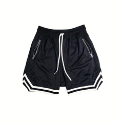 Men's Zip Pocket Drawstring Shorts Activewear Comfy Loose Block Shorts