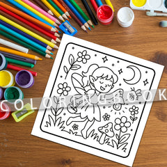 Flower Fairy Coloring Book - 24 Cartoon Pages with Vibrant Designs