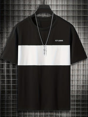 Men's Block Short Sleeve T shirt Casual Comfy Tees For Summer Mens Clothing