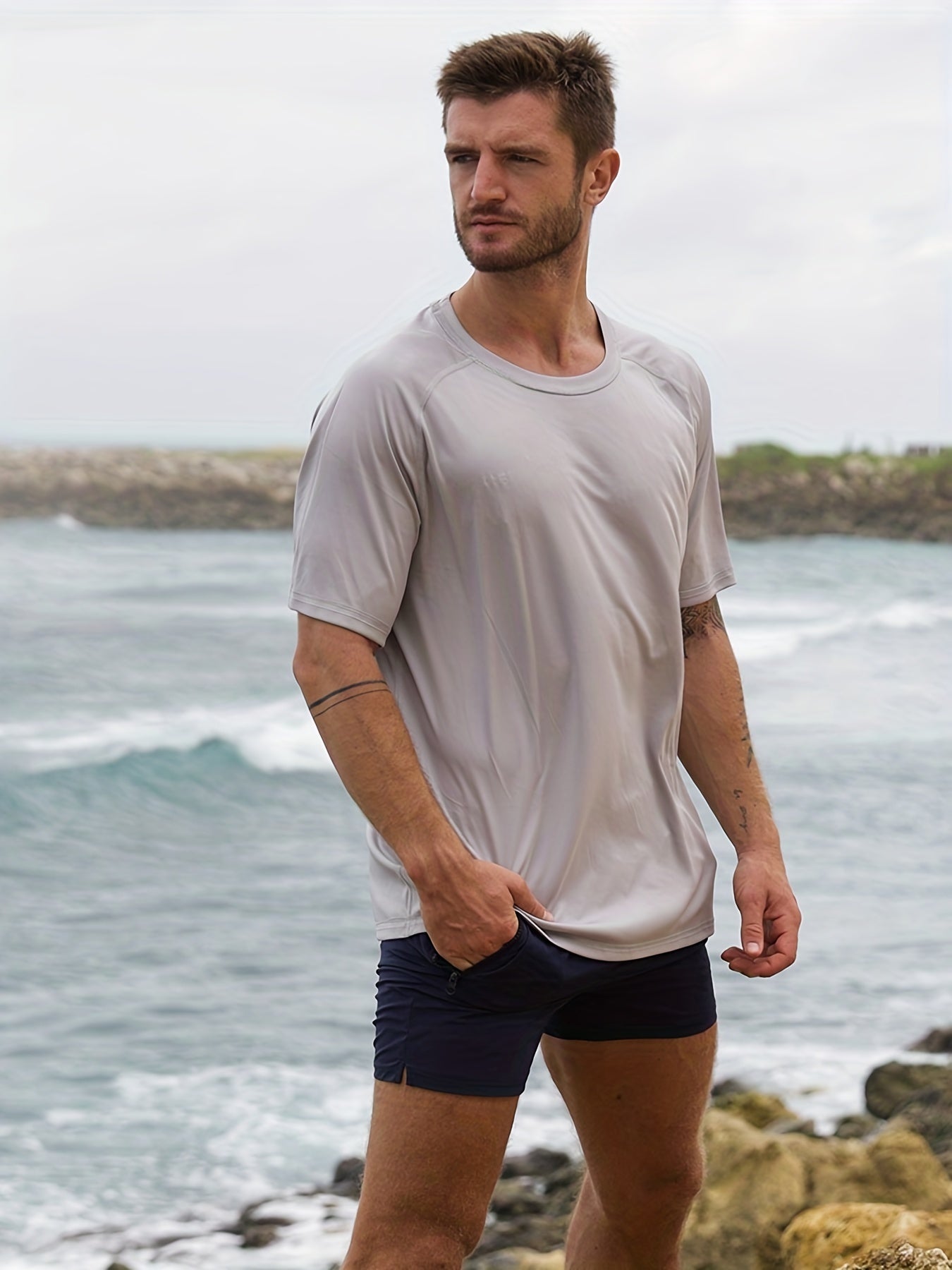 3 Pcs Men's UPF 50 Sun Protection T shirt Short Sleeve Quick Dry Tops