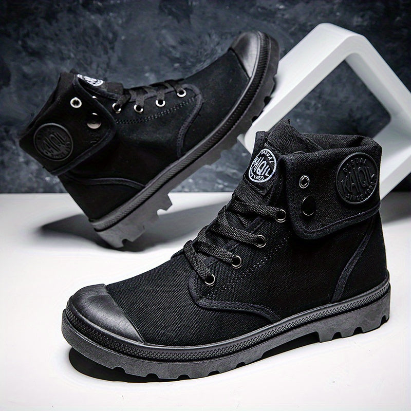 Men's Casual Solid Work Boots Lace Up Round Toe Non Slip Outdoor Comfortable