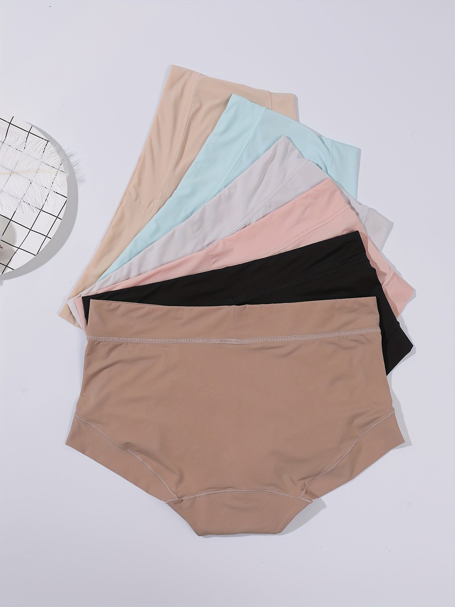6pcs Seamless Briefs Mid Rise Stretchy Intimates Panties Women's Lingerie