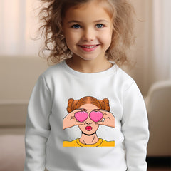 Girls Girl Pattern Crew Neck Long Sleeve Sweatshirt For Spring Fall