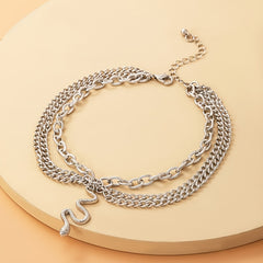 Layered Snake Pendant Ankle Bracelet Hollow Alloy Chain Anklet