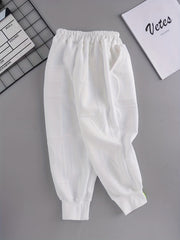 Boys Sweatpants Alphabet Texture Drawstring Elastic Waist Trousers