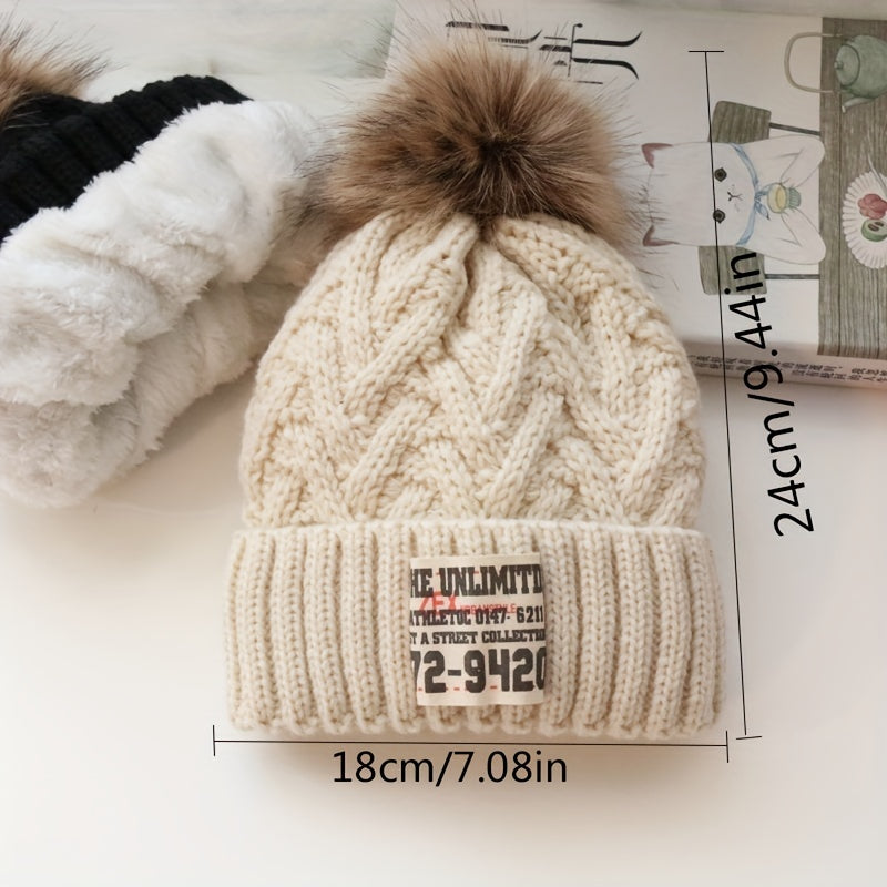 Baby Hat Autumn Winter Kids Knitted Hat Thick Plus Velvet Woolen Hat