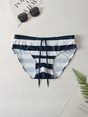 Men's Stripe Drawstring Triangle Briefs Swim Shorts