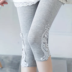 Lace Stitching Skinny Capris Leggings Women's Clothing