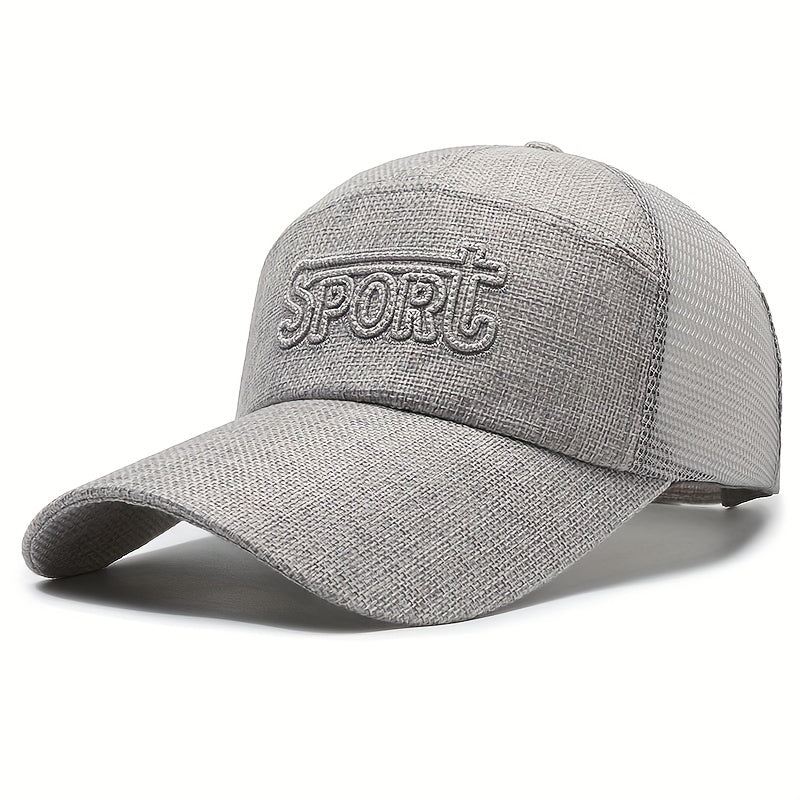 Men's Summer Linen Long Brim Baseball Cap Breathable Sunscreen Peaked Cap
