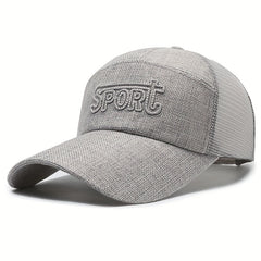 Men's Summer Linen Long Brim Baseball Cap Breathable Sunscreen Peaked Cap