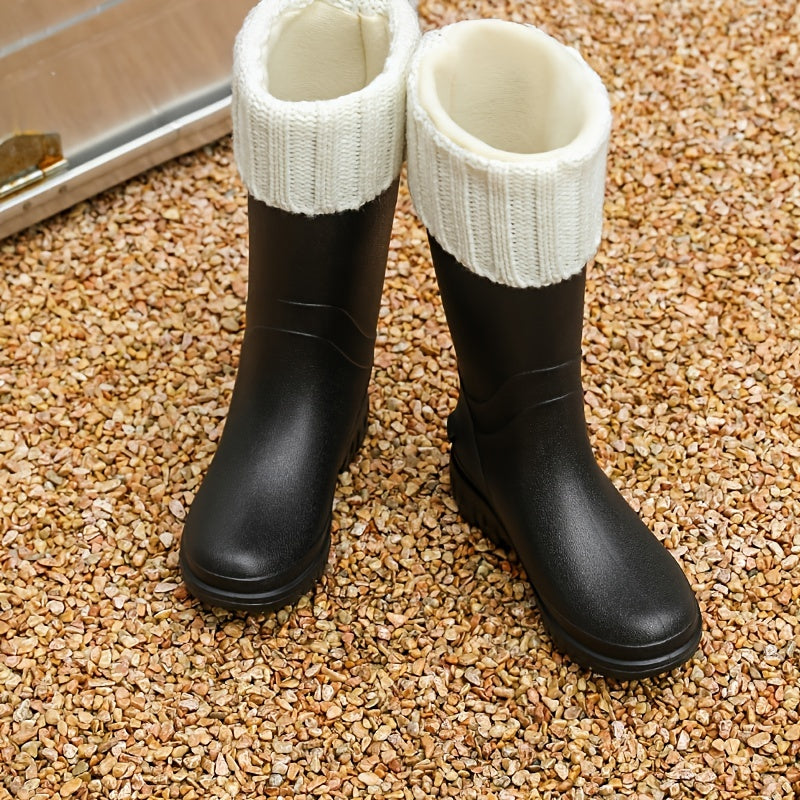Waterproof High Boots Non Slip Faux Fur Lining Rain Boots