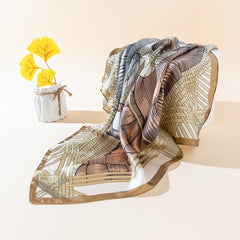 Square Bandana Two Tone Geometric Pattern Lightweight Scarf For Women