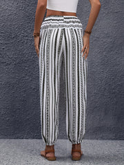 Striped Print Drawstring Joggers for Women