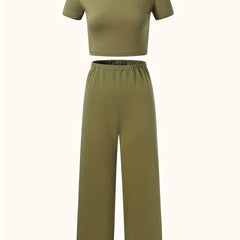 2pcs Girls Cropped Top Pants Set Spring Summer Sports Gift