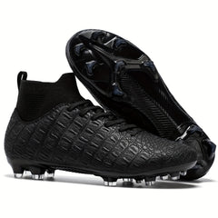 Men's High Top Football Cleat With Spikes Non Slip PU Leather
