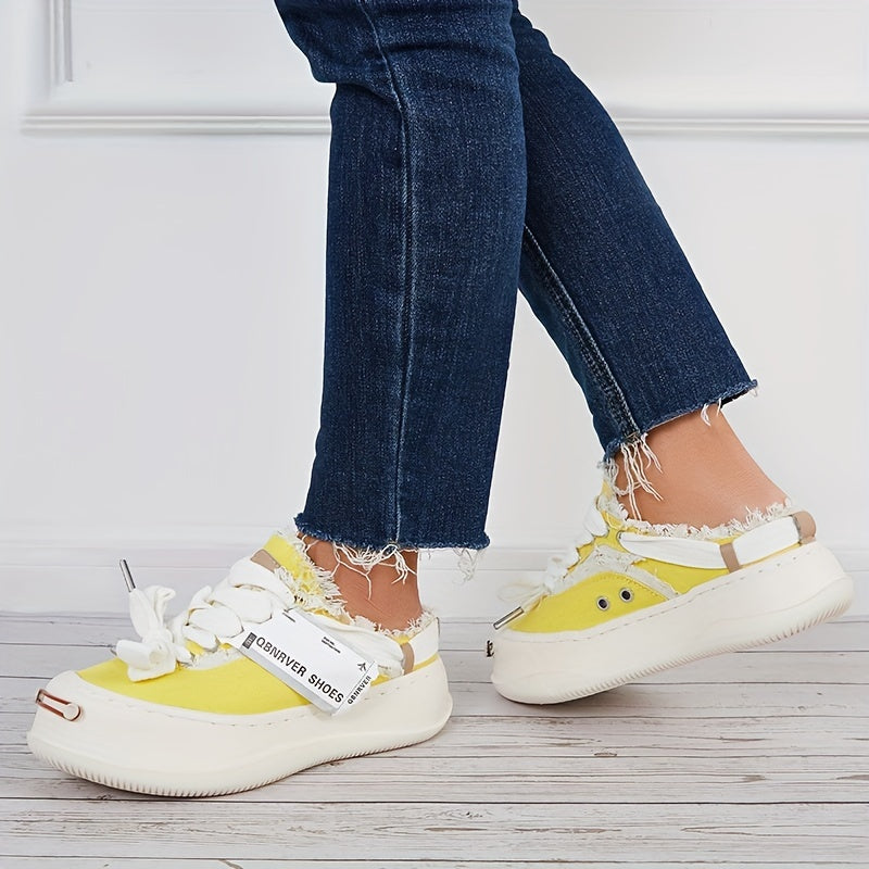 Women's Canvas Lace-Up Walking Shoes Outdoor Sneakers