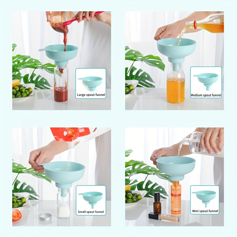 Plastic Wide Mouth Kitchen Funnels Detachable Spout Strainer for Small Bottles