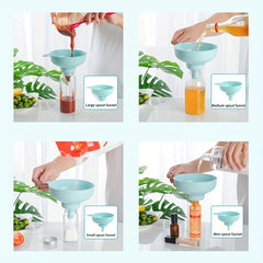 Plastic Wide Mouth Kitchen Funnels Detachable Spout Strainer for Small Bottles