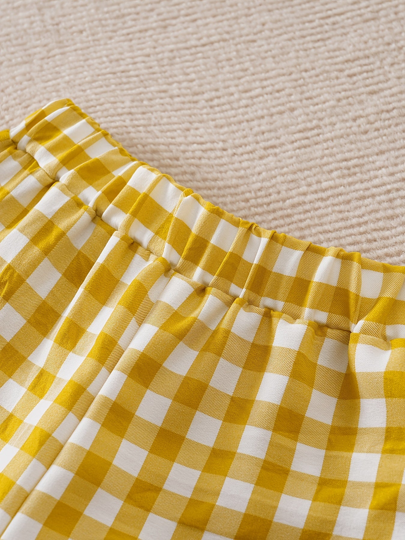 Yellow Plaid Girls Ruffle Trousers Toddler Pants