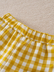 Yellow Plaid Girls Ruffle Trousers Toddler Pants