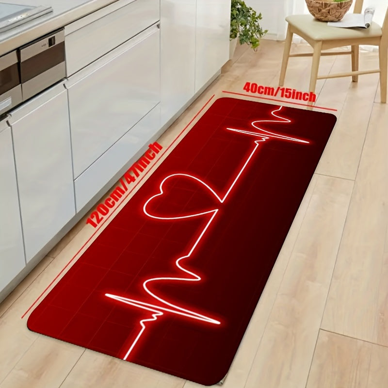 Heartbeat Picture Pattern Rug Decorative Floor Mat Machine Washable Car