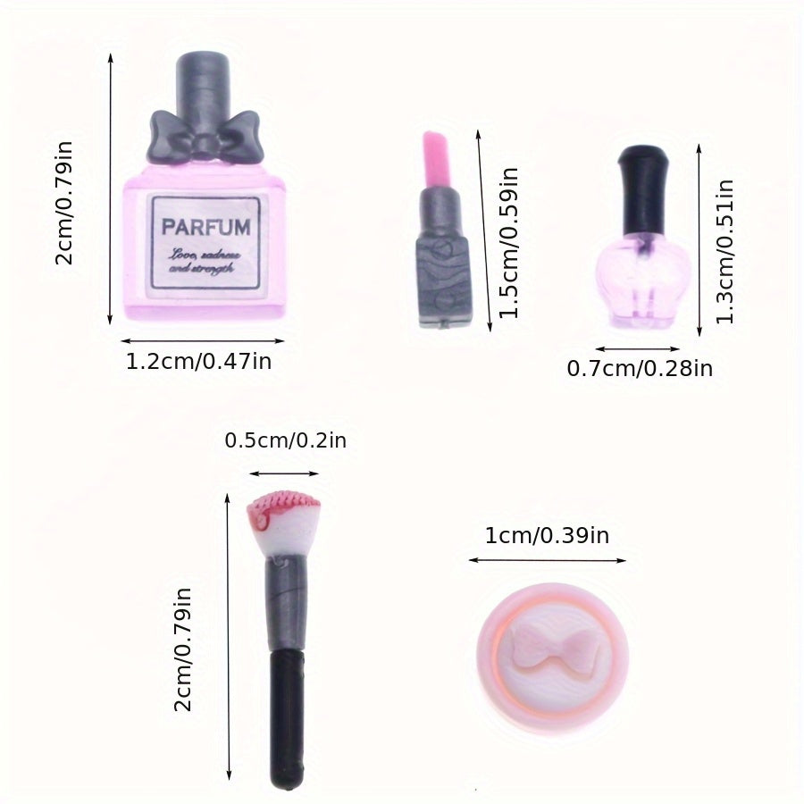 Dollhouse Mini Makeup Set Lipstick Perfume Powder Brushes DIY Mini Home Scenes