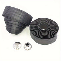 Bike Handlebar Tape Set Red Carbon Pattern Anti Slip Sweat Absorption Breathable