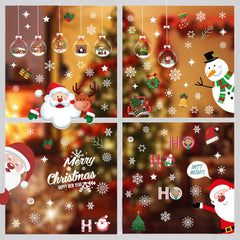 116 Pcs Christmas Window Stickers Santa Reindeer Snowman Snowflake Decoration
