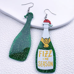 Christmas Beer Bottle Dangle Ear Stud Festivals Accessories