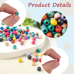 300pcs Round Natural Wood Beads 5-6x6-7mm Hole 2-3mm
