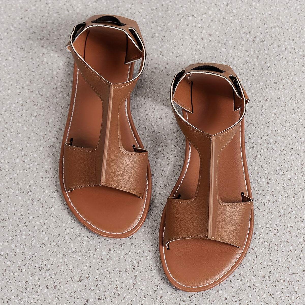 Flat Faux Leather Sports Sandals Wear Resistant Slides