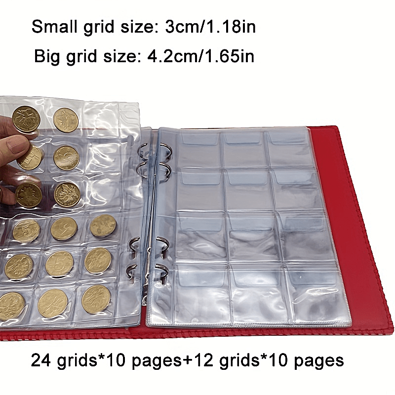 Leather Loose leaf 360 Grid Coin Collection Book Protect Showcase