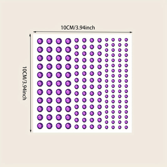 144pcs Bright Purple Makeup Face Stickers Jewelry Stage Makeup Eye Makeup