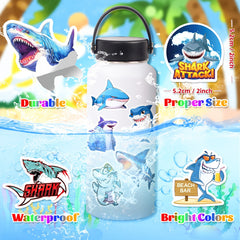 50pcs Shark Stickers Marine Animal Waterproof Vinyl Stickers DIY Travel