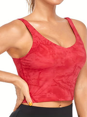 Longline Padded Sports Bra Medium Support Yoga Gym Tank Top