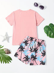 Boys Coconut Tree Outfit T shirt & Shorts Set Summer Kids Clothes