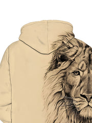 Lion 3D Print Hoodie For Men Loose Hooded Pullover