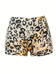 Letter & Graphic Print Skinny Shorts Women's Casual Shorts