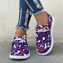 Leopard Pattern Canvas Casual Flat Shoes Lightweight Outdoor Walking Shoes