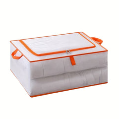 Orange Foldable Clothes Storage Box Sturdy Handles Large Moving Bag