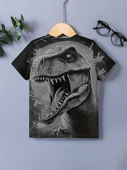 Roaring Dinosaur 3D Print Tee Tops Boys Short Sleeve T-shirt