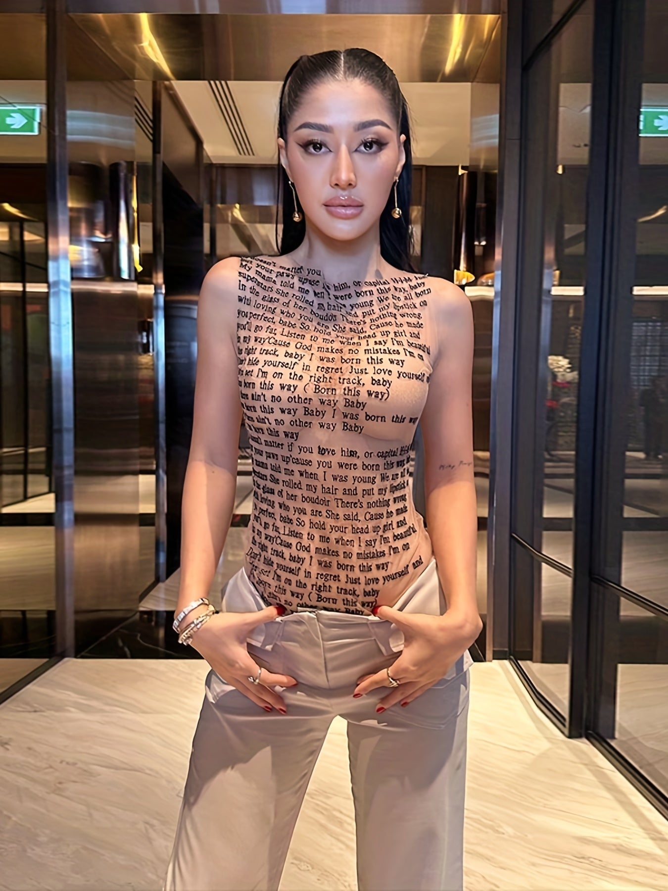 Mesh Sleeveless Top Casual Wear for Women