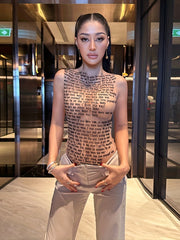 Mesh Sleeveless Top Casual Wear for Women