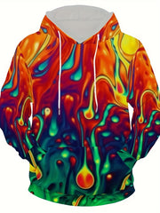 Abstract Print Hoodies For Men Graphic Sweatshirt With Kangaroo Pocket